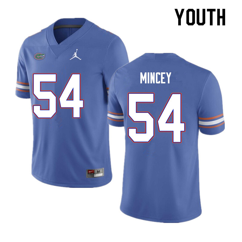 Youth #54 Gerald Mincey Florida Gators College Football Jerseys Sale-Blue